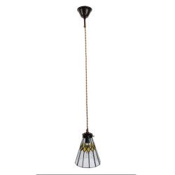 Závěsná Tiffany lampa žluté detaily YelloRhom - Ø 15*115 cm E14/max 1*25W