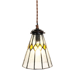 Závěsná Tiffany lampa žluté detaily YelloRhom - Ø 15*115 cm E14/max 1*25W
