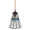 Závěsná Tiffany lampa modré detaily BlueRhom - Ø 15*115 cm E14/max 1*25W