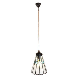 Závěsná Tiffany lampa modré detaily BlueRhom - Ø 15*115 cm E14/max 1*25W