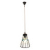 Závěsná Tiffany lampa modré detaily BlueRhom - Ø 15*115 cm E14/max 1*25W