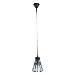 Závěsná Tiffany lampa modré detaily BlueRhom - Ø 15*115 cm E14/max 1*25W
