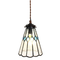 Závěsná Tiffany lampa modré detaily BlueRhom - Ø 15*115 cm E14/max 1*25W
