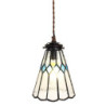 Závěsná Tiffany lampa modré detaily BlueRhom - Ø 15*115 cm E14/max 1*25W