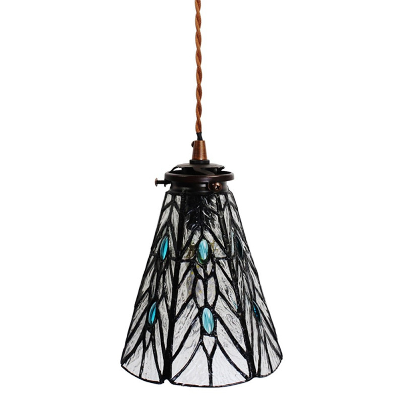 Závěsná Tiffany lampa modré kamínky BlueEye - Ø 15*115 cm E14/max 1*25W