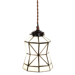 Bílá závěsná tiffany lampa Joanne - Ø 15*115 cm E14/max 1*25W