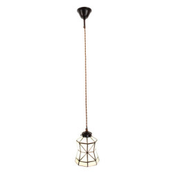 Bílá závěsná tiffany lampa Joanne - Ø 15*115 cm E14/max 1*25W