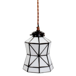 Bílá závěsná tiffany lampa Joanne - Ø 15*115 cm E14/max 1*25W