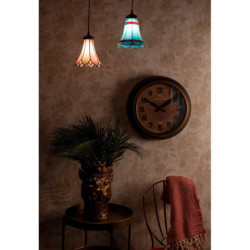Modrá závěsná Tiffany lampa červené pruhy RedLine - Ø 15*115 cm E14/max 1*25W