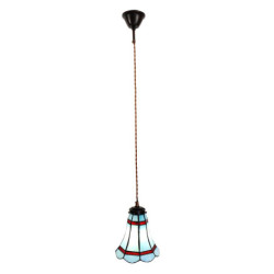 Modrá závěsná Tiffany lampa červené pruhy RedLine - Ø 15*115 cm E14/max 1*25W