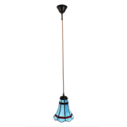 Modrá závěsná Tiffany lampa červené pruhy RedLine - Ø 15*115 cm E14/max 1*25W