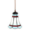Modrá závěsná Tiffany lampa červené pruhy RedLine - Ø 15*115 cm E14/max 1*25W