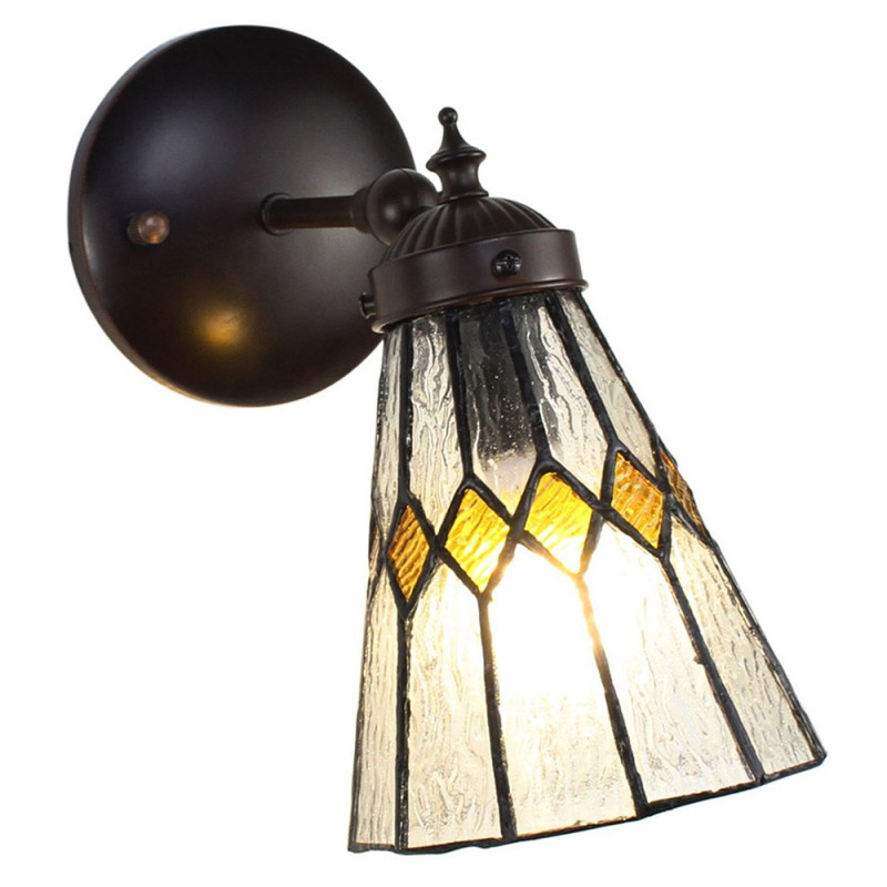 Nástěnná Tiffany lampa žluté detaily YelloRhom - 17*12*23 cm E14/max 1*40W
