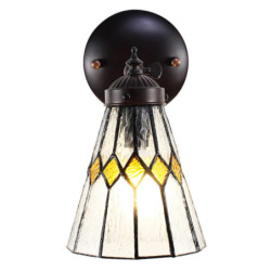 Nástěnná Tiffany lampa žluté detaily YelloRhom - 17*12*23 cm E14/max 1*40W
