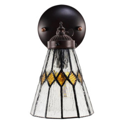 Nástěnná Tiffany lampa žluté detaily YelloRhom - 17*12*23 cm E14/max 1*40W