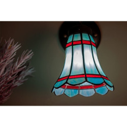 Modrá nástěnná Tiffany lampa červené pruhy RedLine - 17*12*23 cm E14/max 1*40W