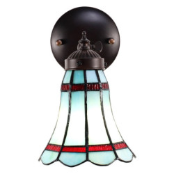 Modrá nástěnná Tiffany lampa červené pruhy RedLine - 17*12*23 cm E14/max 1*40W