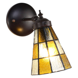 Závěsná Tiffany lampa se žlutými detaily Chessboa - 17*12*23 cm E14/max 1*40W
