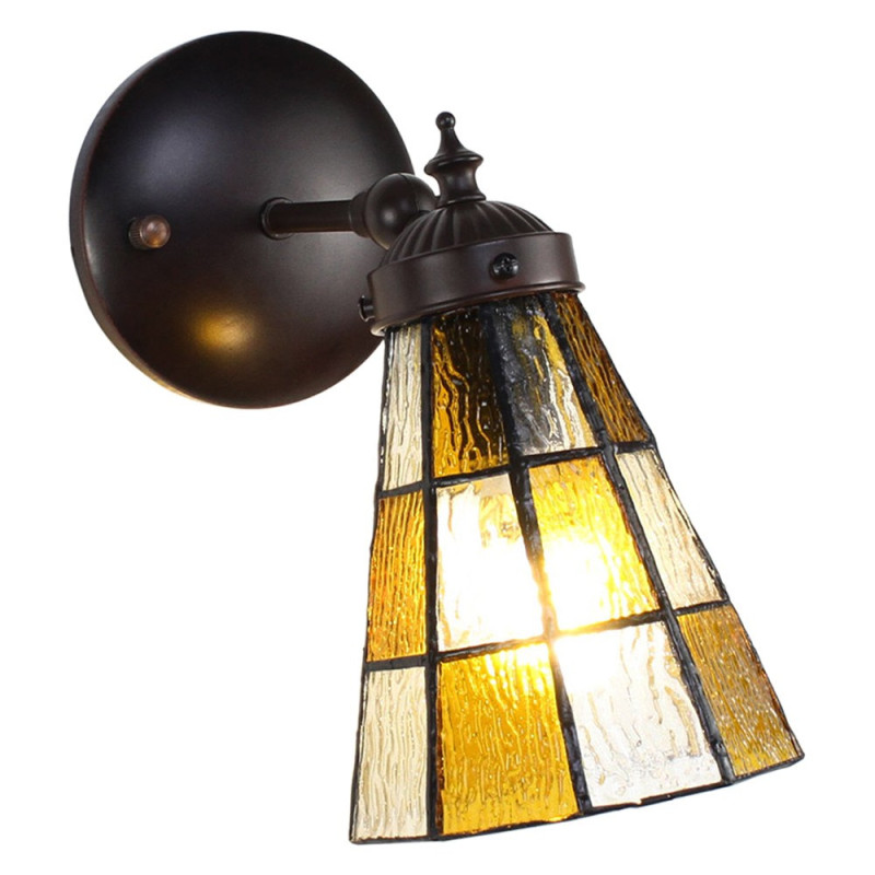Závěsná Tiffany lampa se žlutými detaily Chessboa - 17*12*23 cm E14/max 1*40W