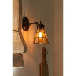 Závěsná Tiffany lampa se žlutými detaily Chessboa - 17*12*23 cm E14/max 1*40W