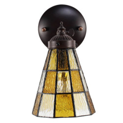 Závěsná Tiffany lampa se žlutými detaily Chessboa - 17*12*23 cm E14/max 1*40W