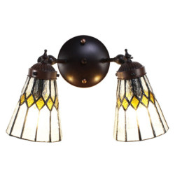 Nástěnná Tiffany lampa 2 stínidla žluté detaily YelloRhom - 30*23*23 cm E14/max 2*25W