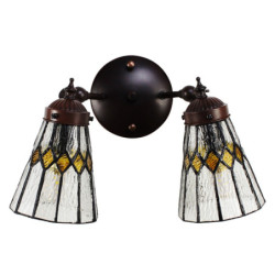 Nástěnná Tiffany lampa 2 stínidla žluté detaily YelloRhom - 30*23*23 cm E14/max 2*25W