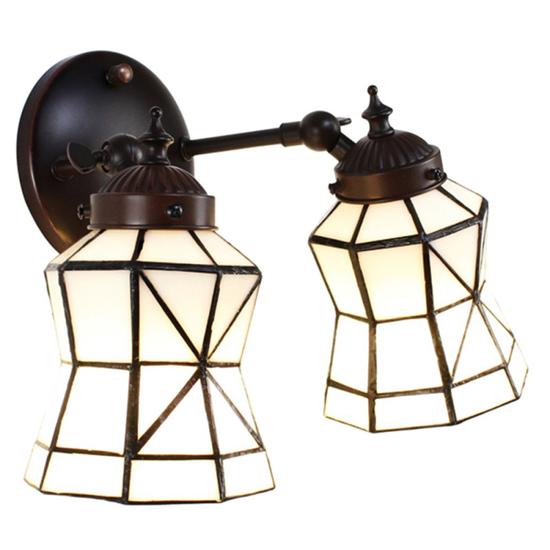 Nástěnná lampa Tiffany s bílými stínidly Joanne - 30*23*23 cm E14/max 2*25W