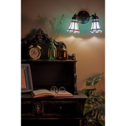 Nástěnná Tiffany lampa 2 stínidla červené pruhy RedLine - 30*23*23 cm E14/max 2*25W