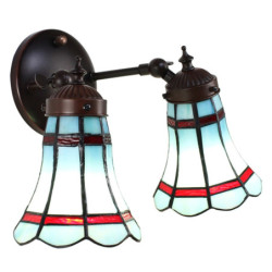 Nástěnná Tiffany lampa 2 stínidla červené pruhy RedLine - 30*23*23 cm E14/max 2*25W