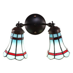 Nástěnná Tiffany lampa 2 stínidla červené pruhy RedLine - 30*23*23 cm E14/max 2*25W