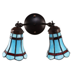 Nástěnná Tiffany lampa 2 stínidla červené pruhy RedLine - 30*23*23 cm E14/max 2*25W