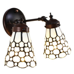 Nástěnná lampa Tiffany s bílými stínidly Panne - 30*23*23 cm E14/max 2*25W