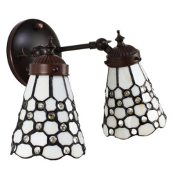 Nástěnná lampa Tiffany s bílými stínidly Panne - 30*23*23 cm E14/max 2*25W
