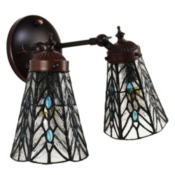 Nástěnná Tiffany lampa 2 stínidla modré kamínky BlueEye - 30*23*23 cm E14/max 2*25W