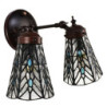 Nástěnná Tiffany lampa 2 stínidla modré kamínky BlueEye - 30*23*23 cm E14/max 2*25W