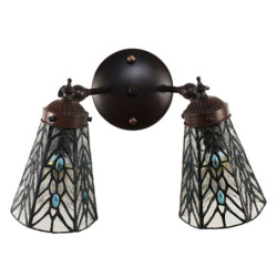 Nástěnná Tiffany lampa 2 stínidla modré kamínky BlueEye - 30*23*23 cm E14/max 2*25W