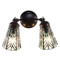 Nástěnná Tiffany lampa 2 stínidla modré kamínky BlueEye - 30*23*23 cm E14/max 2*25W
