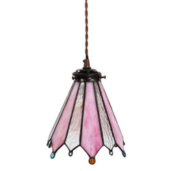 Závěsná lampa Tiffany Flowerbell pink - 18*15*115 cm E14/max 1*25W
