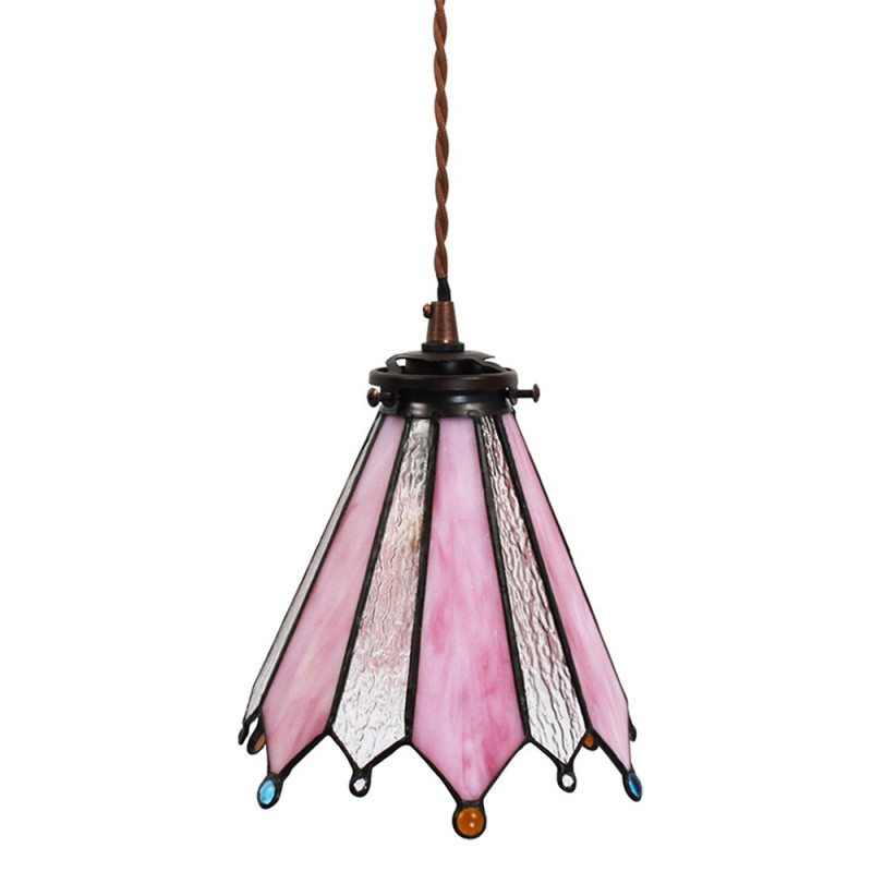 Závěsná lampa Tiffany Flowerbell pink - 18*15*115 cm E14/max 1*25W
