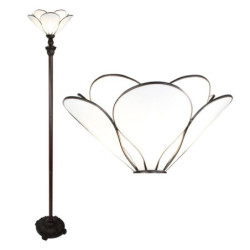 Bílá stojací Tiffany lampa ve tvaru květu Flower white - Ø 31*183 cm E27/max 1*40W