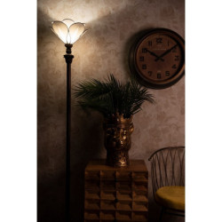 Bílá stojací Tiffany lampa ve tvaru květu Flower white - Ø 31*183 cm E27/max 1*40W