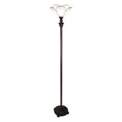 Bílá stojací Tiffany lampa ve tvaru květu Flower white - Ø 31*183 cm E27/max 1*40W