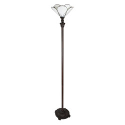 Bílá stojací Tiffany lampa ve tvaru květu Flower white - Ø 31*183 cm E27/max 1*40W