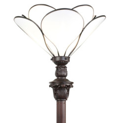 Bílá stojací Tiffany lampa ve tvaru květu Flower white - Ø 31*183 cm E27/max 1*40W
