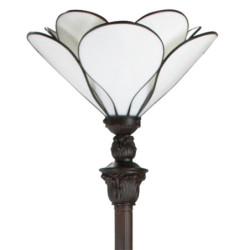 Bílá stojací Tiffany lampa ve tvaru květu Flower white - Ø 31*183 cm E27/max 1*40W