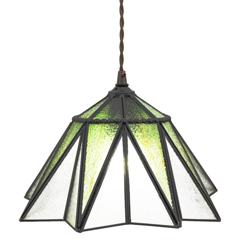 Zelený závěsný Tiffany lustr ve tvaru květu Hiede - Ø 31*107 cm E27/max 1*40W