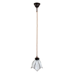 Bílá závěsná Tiffany lampa ve tvaru květu Folwia  - Ø18*115 cm E14/max 1*25W