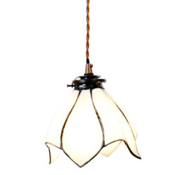 Bílá závěsná Tiffany lampa ve tvaru květu Folwia  - Ø18*115 cm E14/max 1*25W