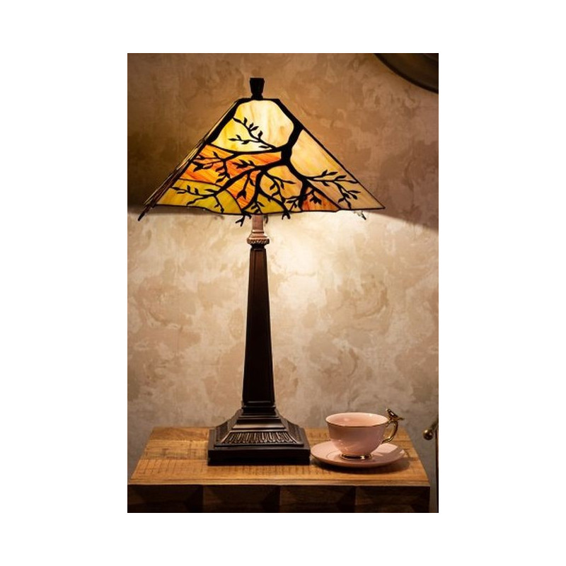 Hranatá stolní lampa Tiffany s větvemi stromu Tree - Ø 36*57 cm E27/max 2*60W
